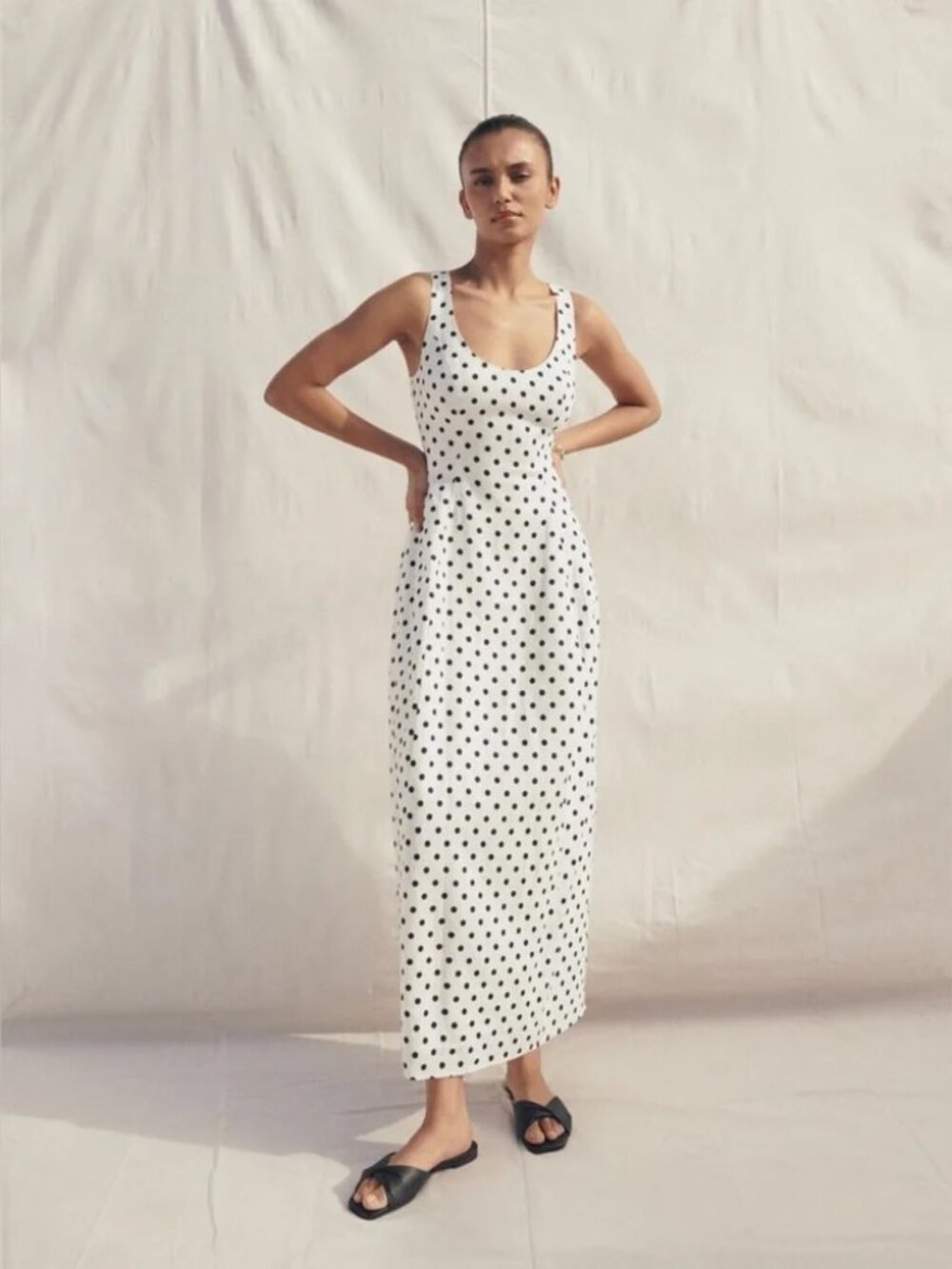 REFORMATION Jaylen Linen Maxi Dress in Polka Dot NWOT - Picture 2 of 9